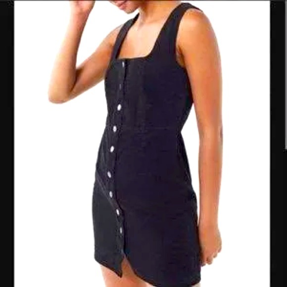 NWT Urban Outfitters Black Denim Jumper Dress - Picture 1 of 2